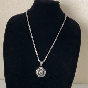 Premier Design Silver Tone Cable Chain Necklace with Circular Pendant
